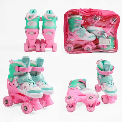 Ролики 85025-16 S розмір S 31-34 (6) Бірюзовий, устілка 19-21 см, колеса PU, СВІТЛО,d коліс – 4,5 см