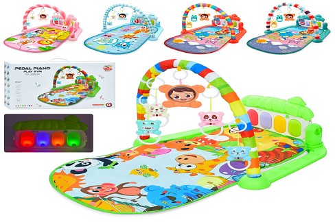 Килимок для немовляти 116-31-32-33-34-37 (20шт) підвіски 5шт, піаніно, звук, світло, 5видів, на бат-