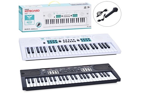 Синтезатор BX-1682A-B (12шт) 54см, 49клавіш, мікрофон, запис, демо, 2 кольори, USB-шнур або бат-ки,