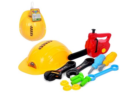 Набір інструментів 958-3 (48шт) каска, пила, викрутки, ключі, в сітці,21-17-7см