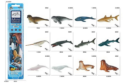 Тварини арт.E095-6 (100шт) морськи, 12 шт, тубус 34,5*6*5см