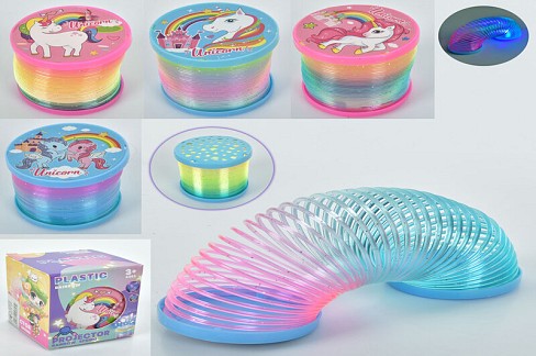 Пружинка QX16-QX25 (360шт) проектор, світло, 2 види, 4 кольори, на бат-ці (табл), в кор-ці, 6-6-7см