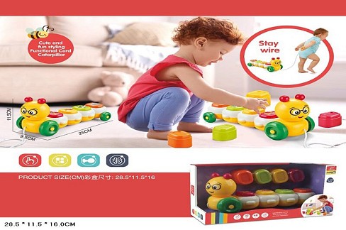 Іграшка каталочка арт. 898-2022, гусениця із вкладишами, короб.28*11,5*16 см.