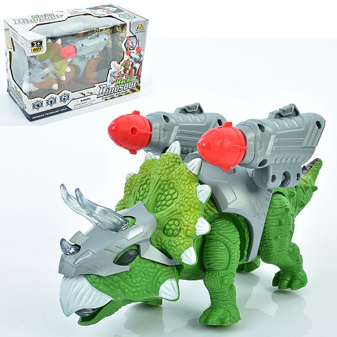 Динозавр 1881 (36шт) 25,5см,ходить,стріляє пулями(2шт),звук,світло,рухлива голова,2 кол.,на бат.