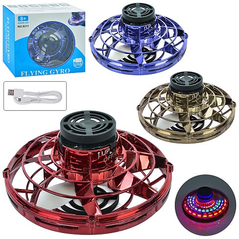 Гра 8211 (24шт) 8,5см, акум, світло, літає, дзига, USB зарядка,3кольори, в кор-ці 11-10-5см