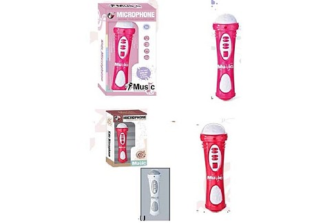 Мікрофон 660-61-62-63 (48шт) 22,5см, музика,світло, 3 види, на бат-ці, в кор-ці, 13-24-6см