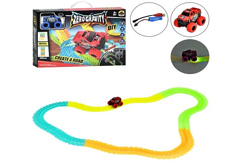 Трек GD-265A (8шт) світиться в темряві, 350 машинка, аккум, USB-зар, свет, ори, в корці, 41-27,5-7см