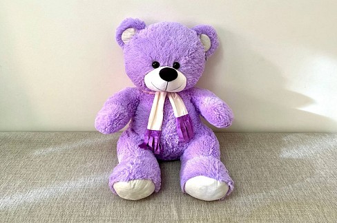 Ведмежа з шарфом лавандове В147/3 80см