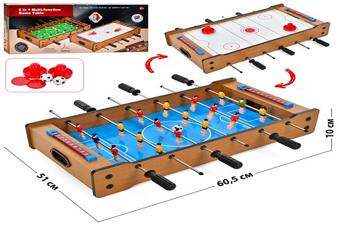 Настільна гра 2401 (8шт) дерев, 2в1(футбол, пов.хокей), 60,5-51-10см, шкала вед.рахунку, в кор-ці