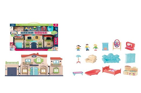 Будиночок 1379 (24шт) 19,5-10-в23см, звук, світло, меблі, фігурки 3шт, мікс видів, бат(табл), в кор-