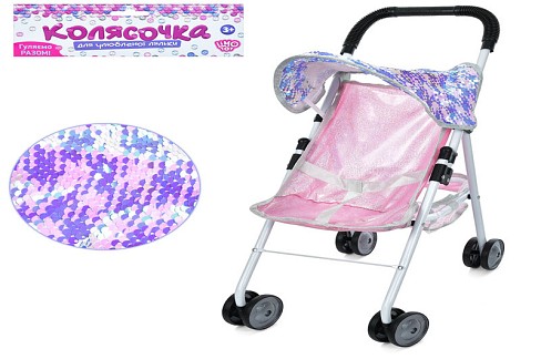 Коляска M 5093 UA (24шт) для ляльки, прогулянкова, 42-24-в53см, корзина, метал, у пакеті, 26-64-10см