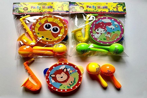 Музичні інструменти. арт. 2887-3 (180шт/2)3 види мікс, бубон, маракаси, саксофон,пакет 25*21*5см