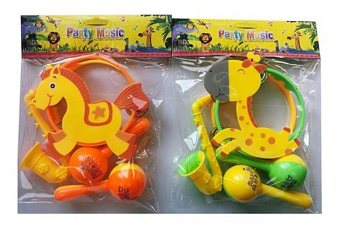 Музичні інструменти. арт. 2887-8 (180шт/2)2 види мікс, бубон, маракаси, саксофон,пакет 25*21*5см