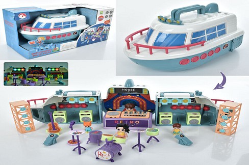 Набір з фігурками GB0512 (4шт) 2в1, яхта для вечірок 32см, фігурки 2шт 8см, муз.інструменти,муз,звук