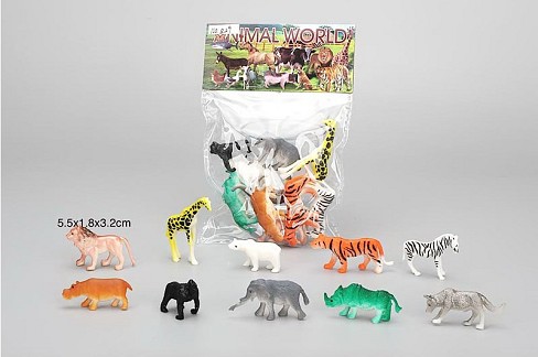 Тварини арт. 829 (384шт/2) дикі, 10 шт. пакет 12*3*18см