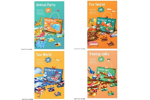 Пазли картон арт. 88623/25/26/28 (132шт/3) 4 види мікс, короб. 20*5,8*16см