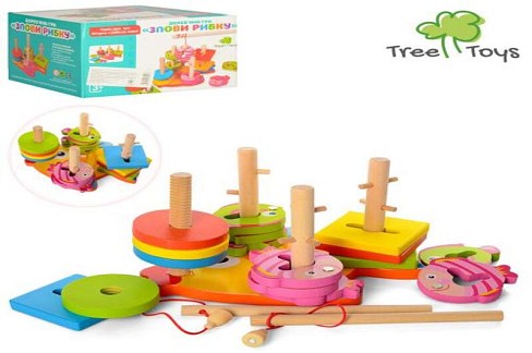 Дерев'яна іграшка Геометрика MD 0902 (40шт) квадрати, кола, рибалка, кор., 20-16,5-12 см.