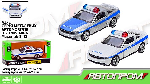 Машина мет. АВТОПРОМ арт. 4372 (96шт/2) 1:43 Ford Mustang GT,2 кольора, відкр. двері,короб. 14,5*6,5