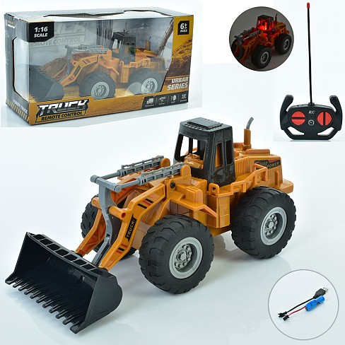 Будтехнiка 26968-7A (12шт) р/к, акум, бульдозер, 25,5см, 1:16, світло, рухливі деталі,гумові колеса,