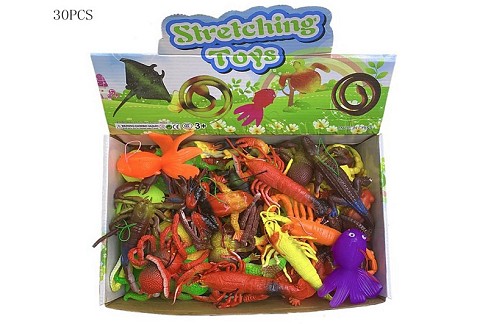 Тварини гумові арт. XD2069 (600шт) 20 бокс по 30 шт мікс тварин та кольорів, бокс УПАК30шт