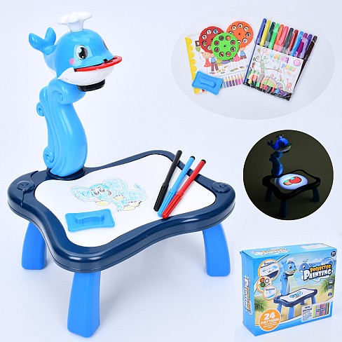 Проектор 331 (24шт) 24-21-в35, музика, світло, слайди (24 малюнка), фломастери, на бат-ці, в кор-ці,