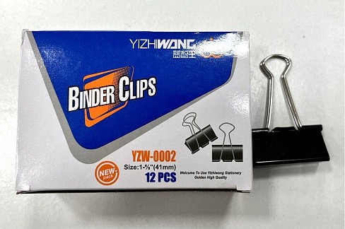Біндер металевий Binder Clips 41мм.(12) YZW-0002 УПАК12шт