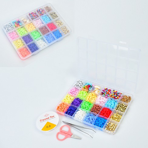 Бісер 213 (56шт) намистини(англ.літери, смайли), мушлі, ножиці, пінцет, у пеналі, 18,5-13-2,5см