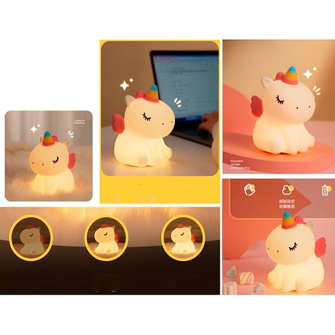 Нічник A007 (18шт) єдиноріг, 9,2-13-13,9см, 3 рівні яскравості, таймер 30хв, акум, USBзарядне, в кор