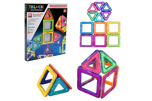 Магнітний конструктор арт. PL-925-03/04 (96шт/2)   12дет., 2вида, короб. 21,3*2,2*28см