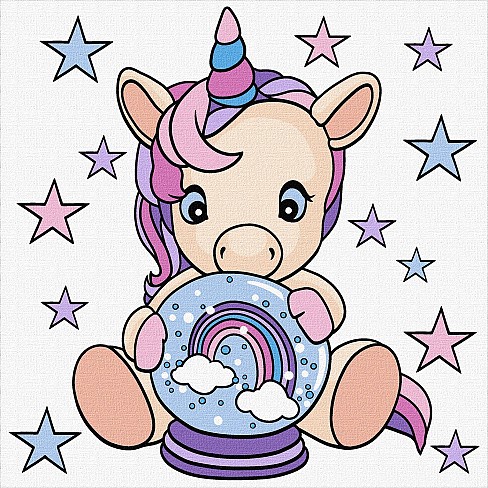 Картина по номерах для дітей Рожевий одноріг" 25х25см  KHO6114"