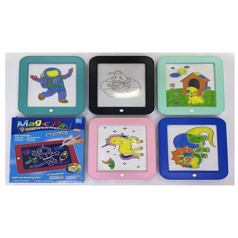 Досточка для малювання 2021-1 (50шт) 9 дюймів, світло, картки, фломастери, 3 кольори, на бат-ці (таб