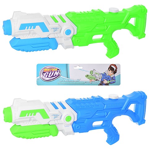 Водяний бластер MR 0203 (24шт) помпа, розмір великий, 54см, 2 кольори, в кульку, 28-65-5см