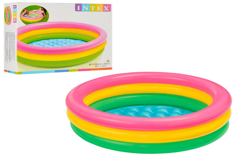 Басейн 58924 (6шт) дитячий, 3 кільця, 86-25см, 56 л,рем.запл, в кор-ку, 20,5-19,5-5,5см