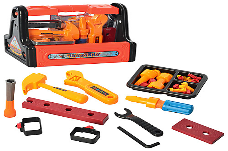 Набір інструментів 2016 (36шт) молоток, викрутка, болти, досточки, в ящику, в кульці, 28,5-21-16см