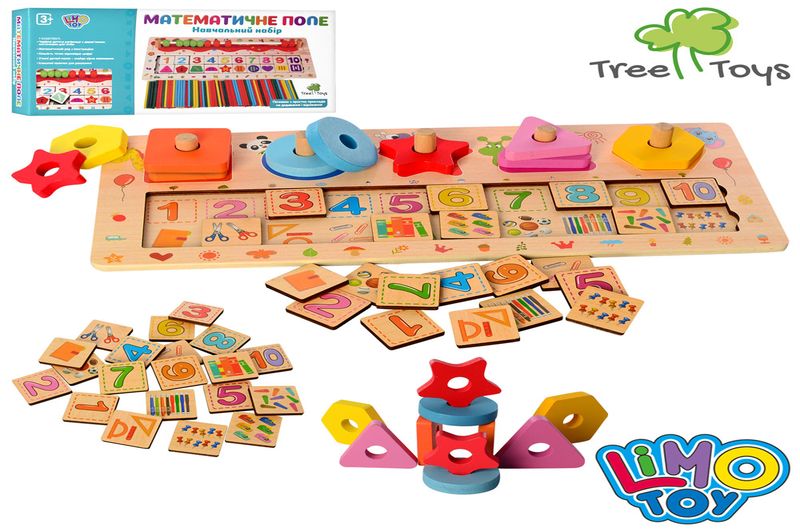 Дерев'яна іграшка Набір першокласника MD 2183 (60шт) 2в(геометрика/палоч.для рахув),кор, 35,5-15,5-4