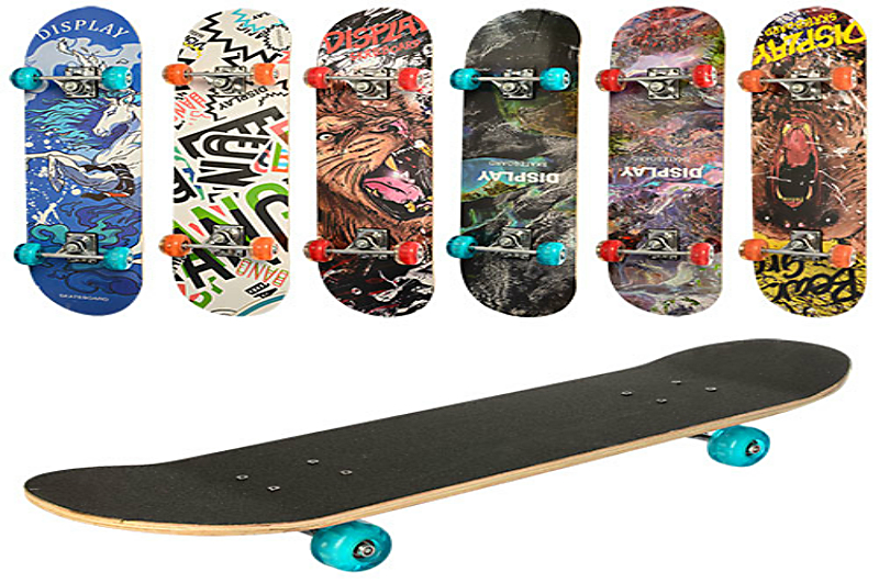 Скейт MS 0321-3 (6шт) (наждак)80-20см,алюм. підвіска, кол ПУ, 7 шарів, 608Z, розібр, 6 видів, в кул.