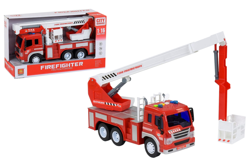 Пожежна машина інерційна, озвучена, зі світлом, в коробці WY350C р.32,5*12*19см