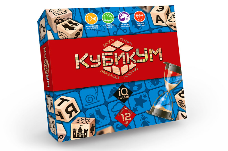 Розважальна гра КубикУм&quot; укр (6) G-KU-01U ШТ (кубики 12шт,фішки 100шт,піс.годинник,вік8+&quot;