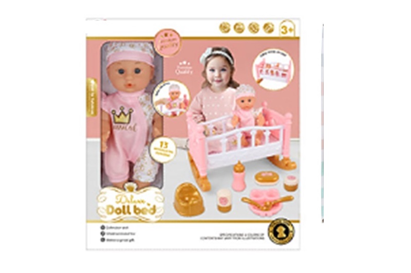 Набір іграшковий арт. 2533 (12шт/2)   мікс одягу, ліжечко, аксес короб.