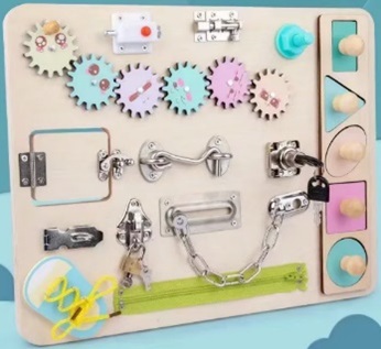 Дерев'яна іграшка арт. WD15411 (8шт) бізіборд у коробці 39*29,5*1,5см