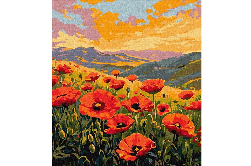Картина по номерах Тиша серед маків" 40х50см  KHO6385"