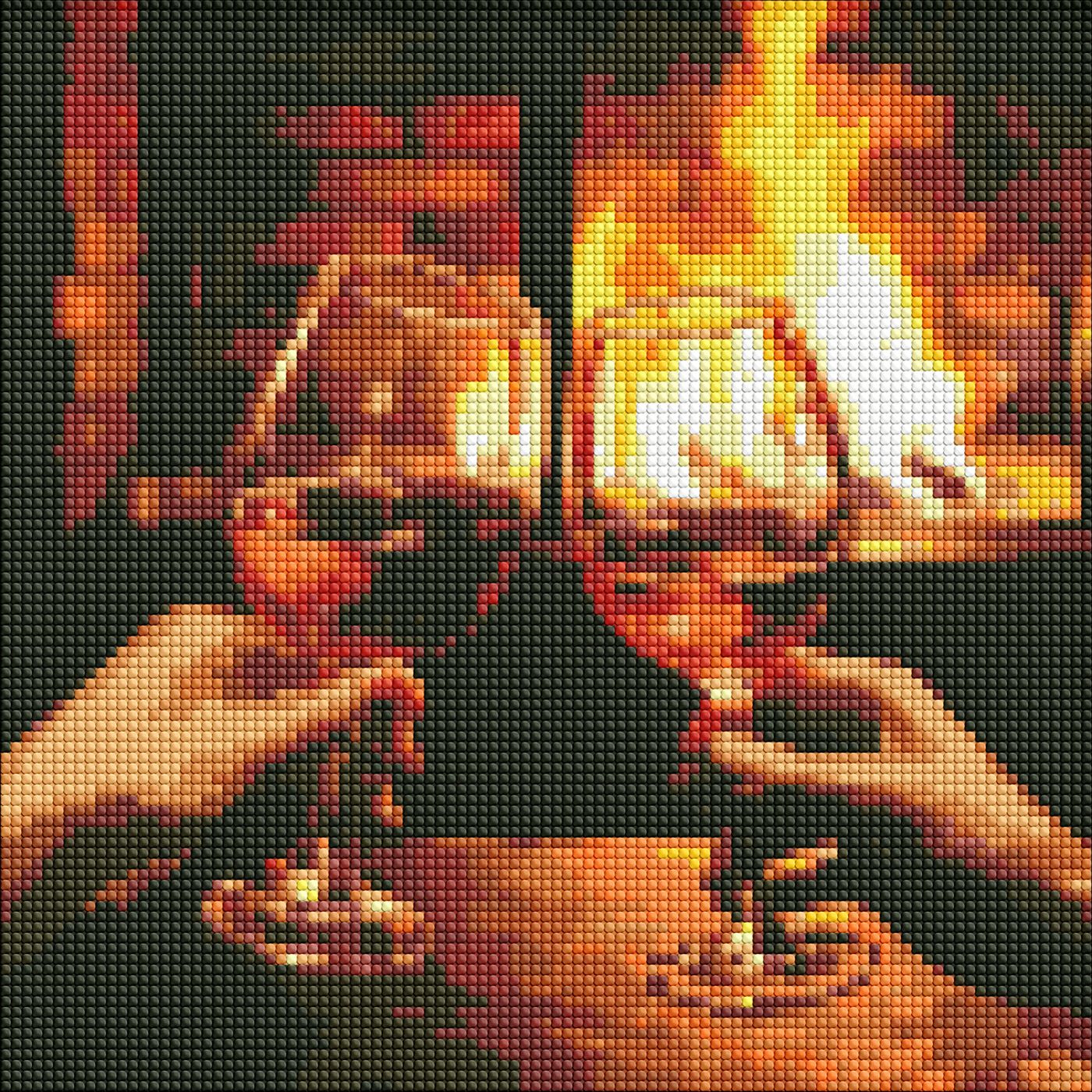 Набір з алмазною мозаїкою Гріємось біля каміна"  30х30см  AMO7859"