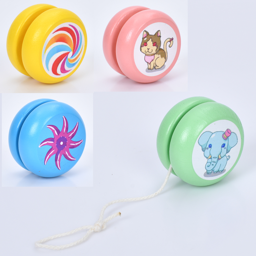 Дерев'яна іграшка Йо-йо MD 0898 (80шт) 5см, 4 види, у пакеті, 10-10-3см