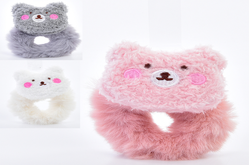 Аксесуар для волосся X14828 Упак12шт(468шт) резинка,тварина,11см, штучне хутро/плюш,3 кольори2ШТ