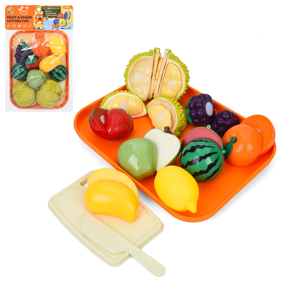 Продукти W8015 (48шт) на липучці, фрукти, піднос, дошка, ніж, у пакеті, 22,5-34-5см