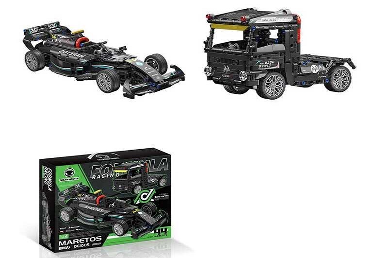 Конструктор DG 1005 (12) 2 форми, авто для перегонів або вантажівка, гумові шини, масштаб 1:14, в ко