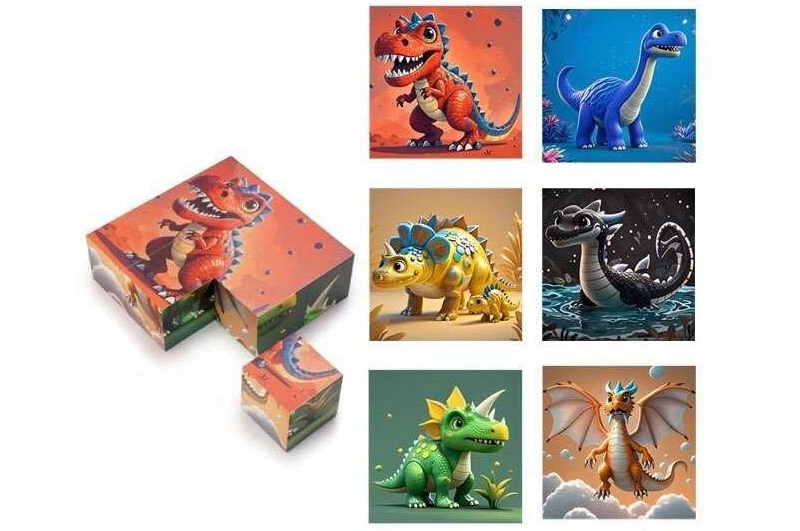 Магнітні кубики CL 325-3 (392) 6 зображень, 9 кубиків, розмір картинки 75х75 мм, в боксі