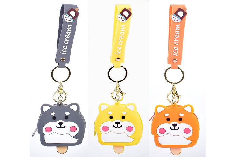 Гаманець 1-95 Упак12шт(120шт)9-7,5-2см,застібка-блискавка,силікон,брелок 15см,4 кол, у пакеті, 9-7,