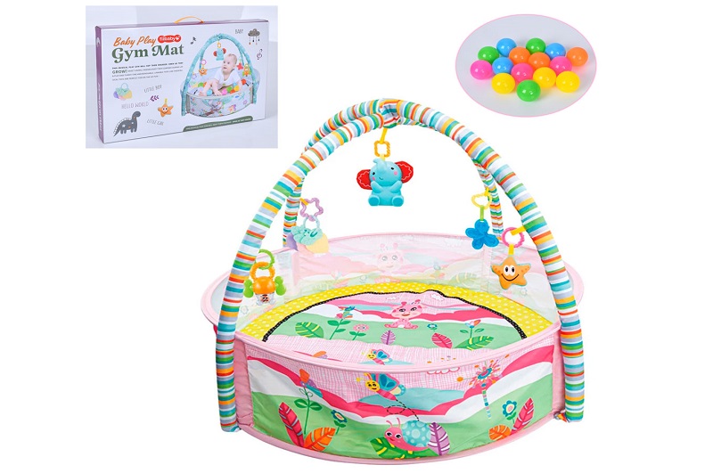 Килимок для немовляти 73153 (6шт) 2в1(манеж), 75-75-в21см, кульки 15шт, дуга 2шт, підвіски 5шт(прорі