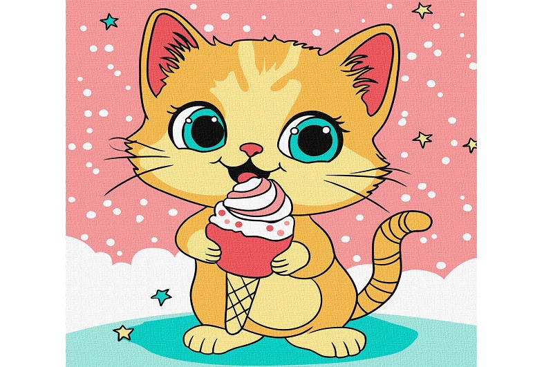 Набір для розпису по номерах  для дітей Малинове морозиво" 25х25cm  KHO6260"